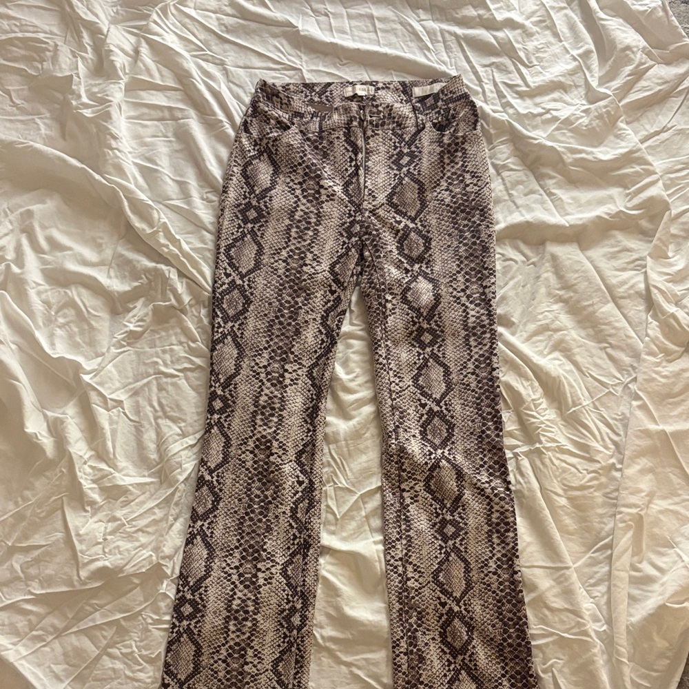 GUESS Snake-Print Flare Jeans in Taupe and Brown